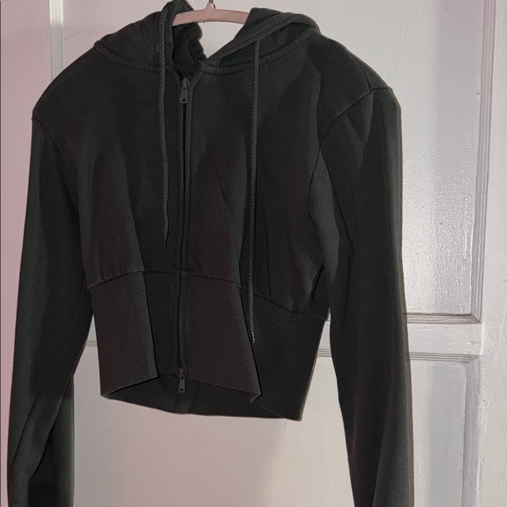 Green Cropped Hoodie
